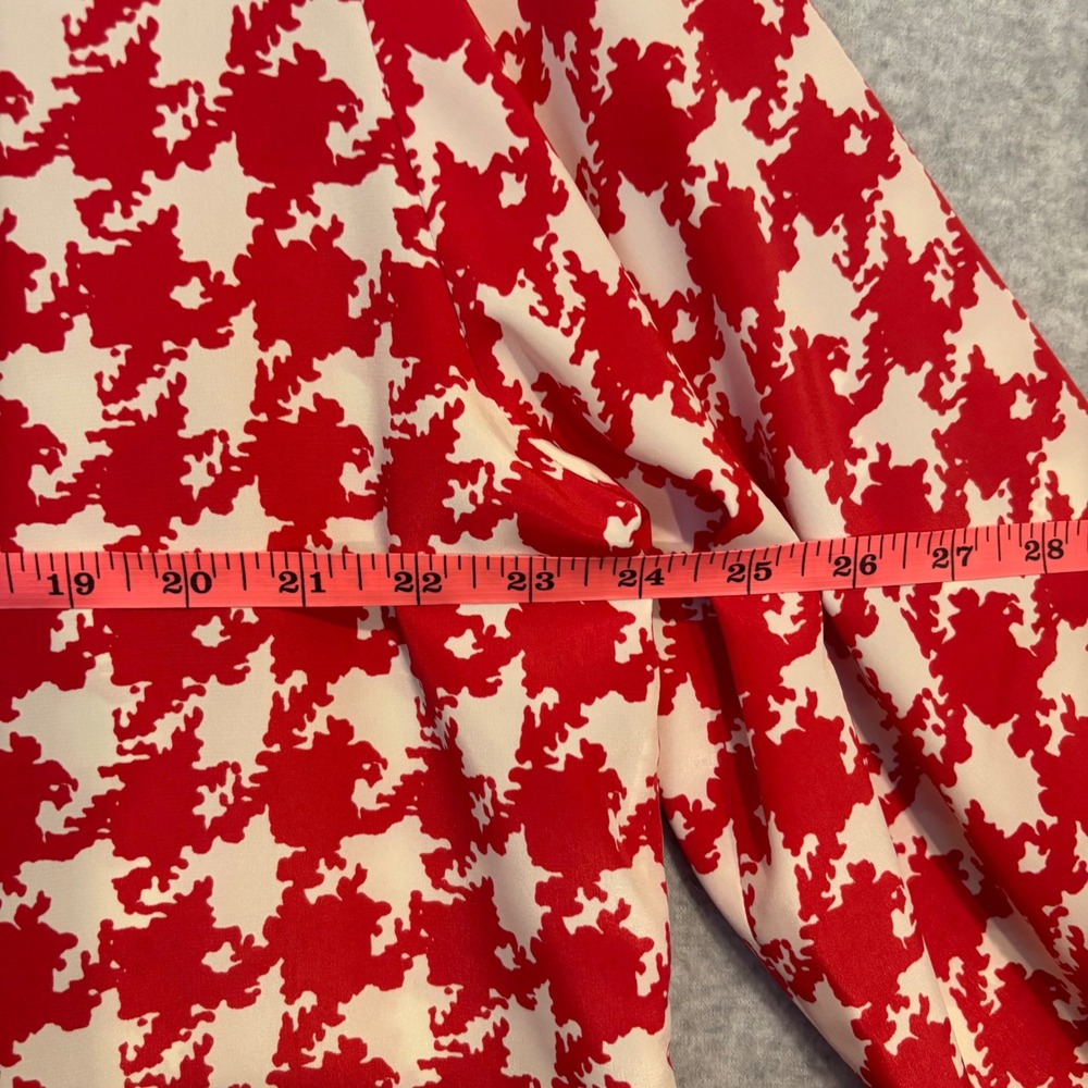 Vintage 80s Da-Rue of California Red Houndstooth Blouse Women's 16‎ Button Down - Picture 5 of 7